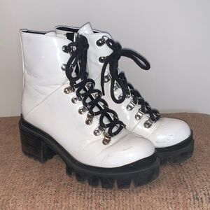 Jeffrey Campbell Marbel Faux Patent Leather Chunky Platform Combat Boot  7.5